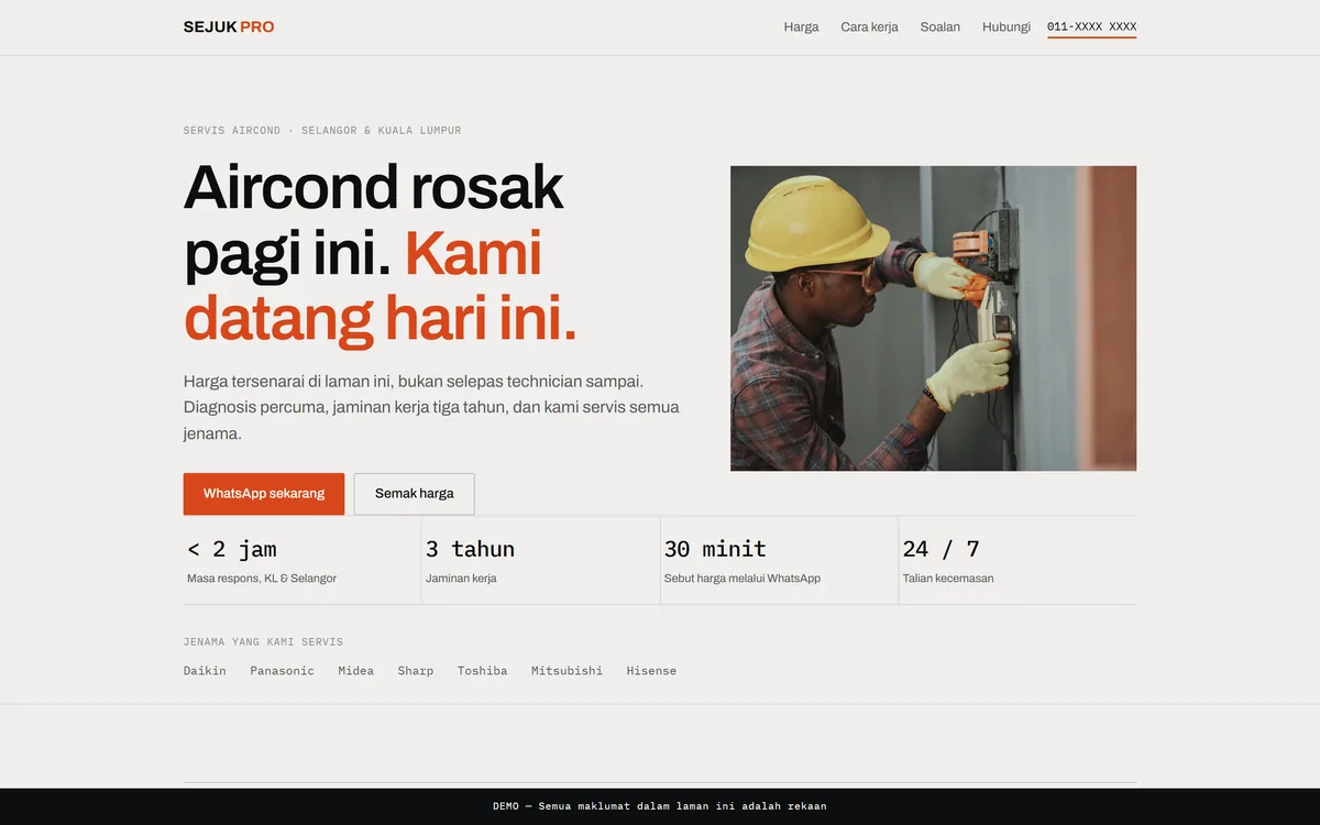 Tangkapan skrin laman SEJUK PRO