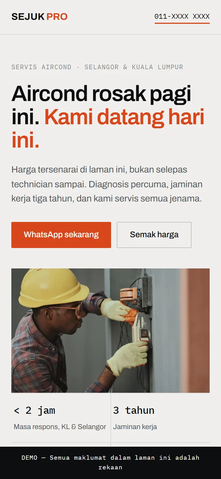 Tangkapan skrin laman SEJUK PRO