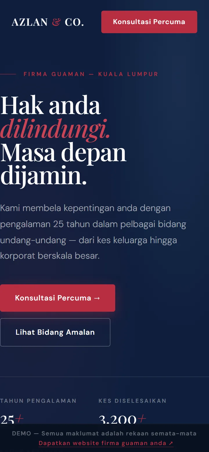 Paparan telefon laman AZLAN & CO.