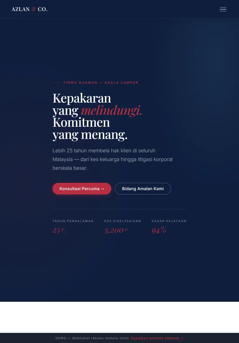 Paparan tablet laman AZLAN & CO.