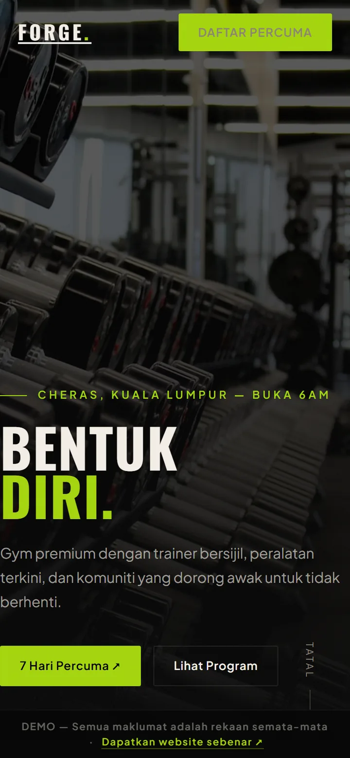 Tangkapan skrin laman FORGE FITNESS