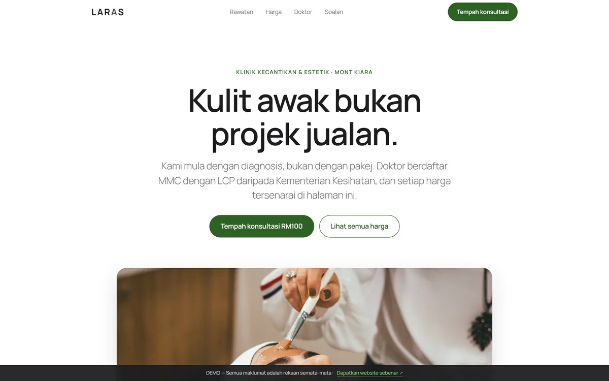 Tangkapan skrin laman LARAS
