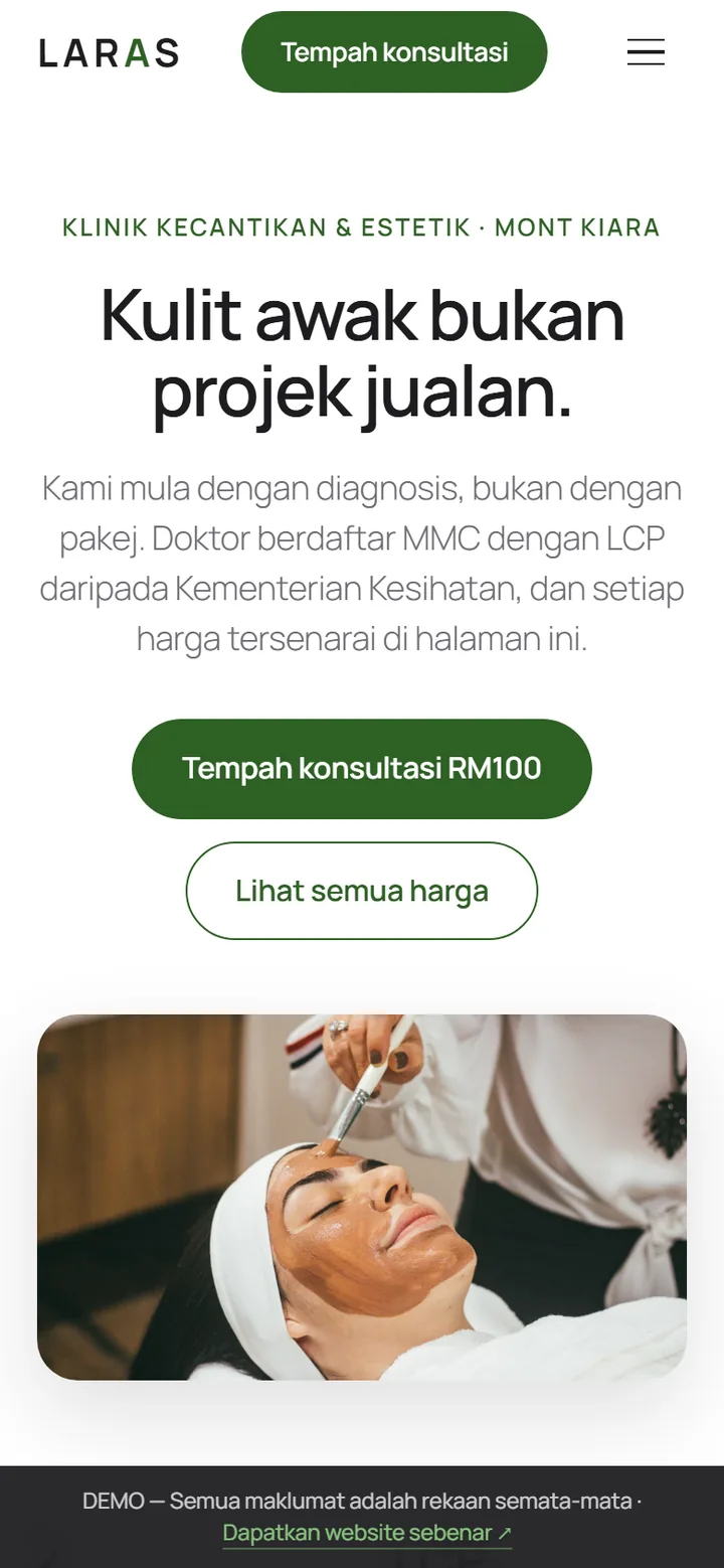 Tangkapan skrin laman LARAS