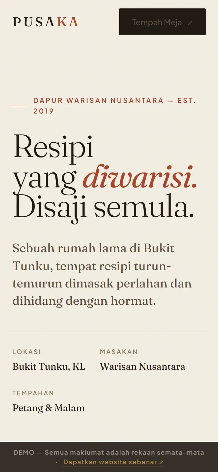 Tangkapan skrin laman PUSAKA