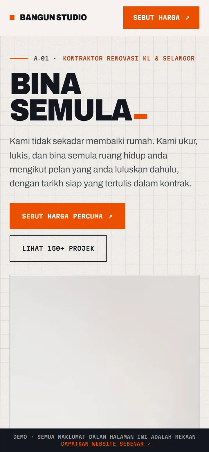 Tangkapan skrin laman BANGUN STUDIO