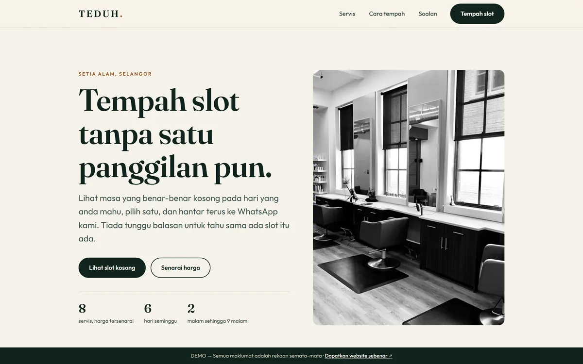 Paparan desktop laman TEDUH