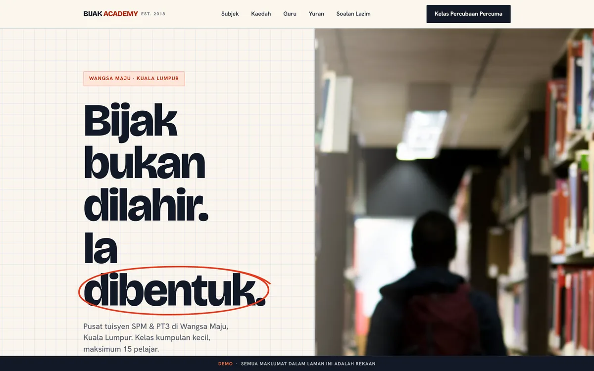 Tangkapan skrin laman BIJAK ACADEMY