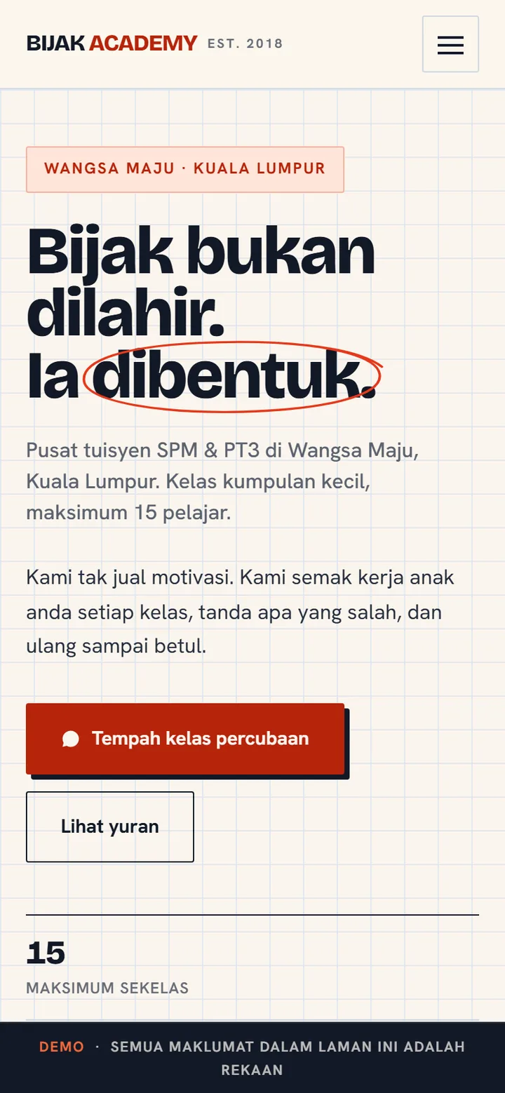 Tangkapan skrin laman BIJAK ACADEMY