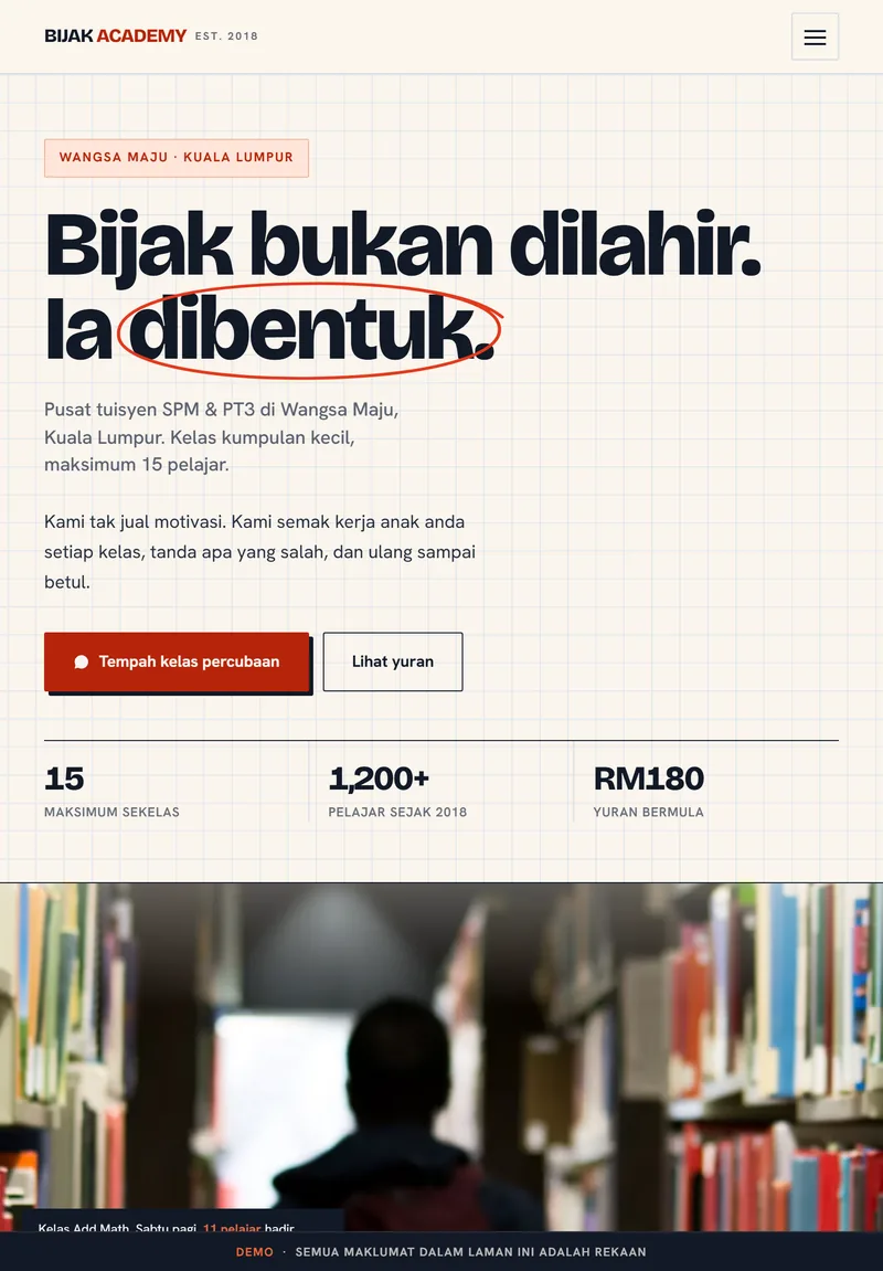 Paparan tablet laman BIJAK ACADEMY