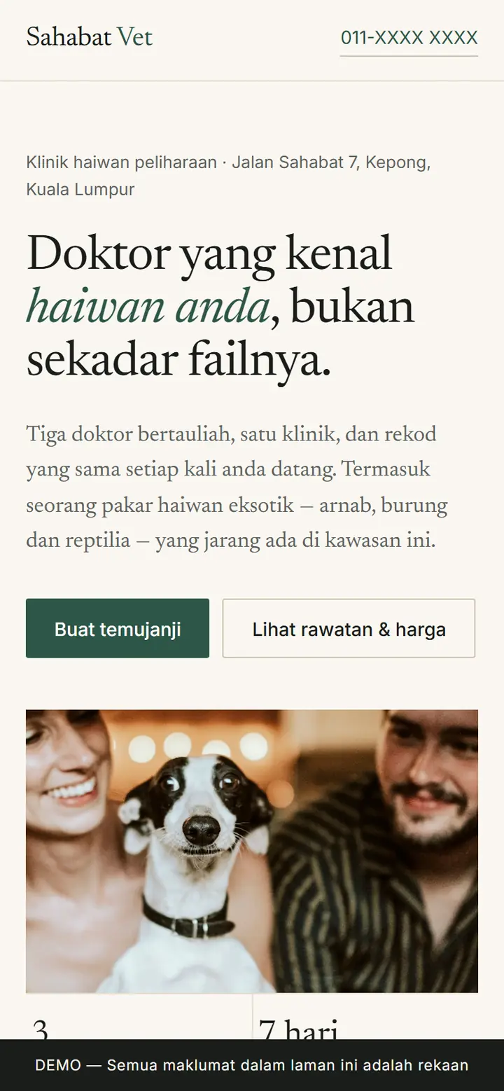 Tangkapan skrin laman SAHABAT VET
