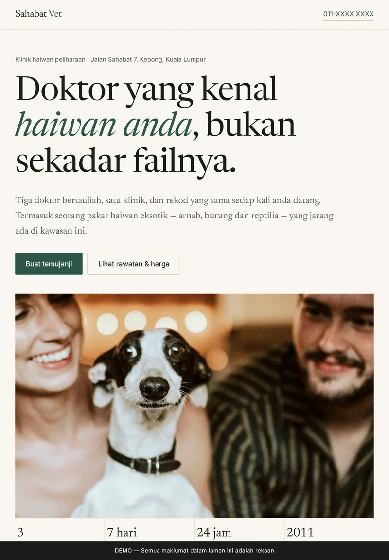 Paparan tablet laman SAHABAT VET