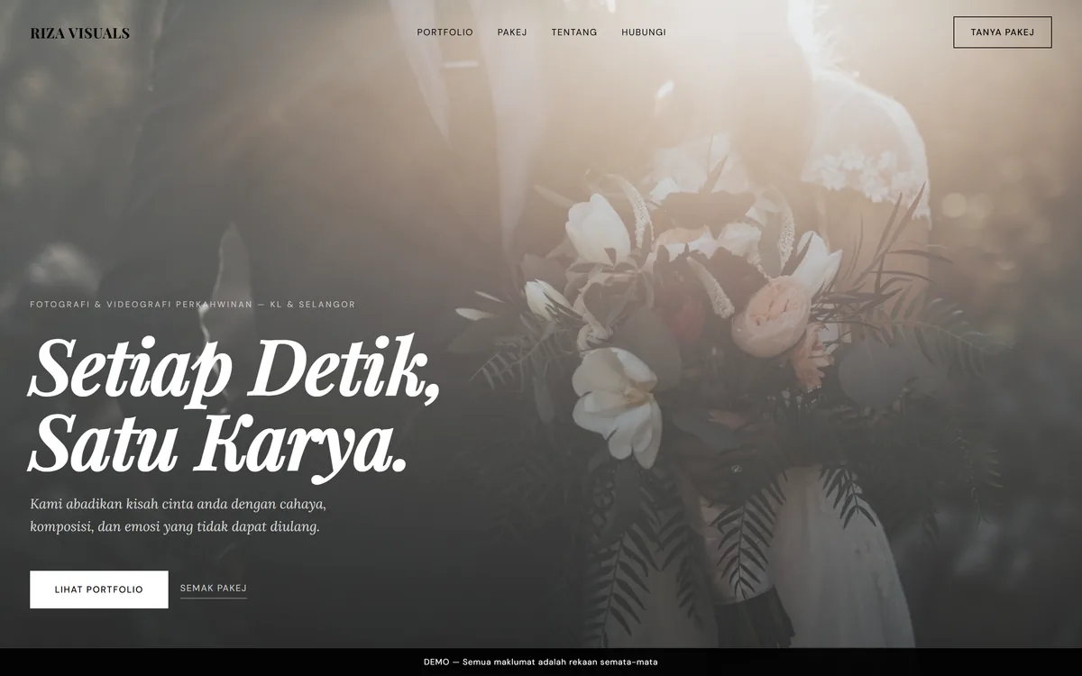 Tangkapan skrin laman RIZA VISUALS
