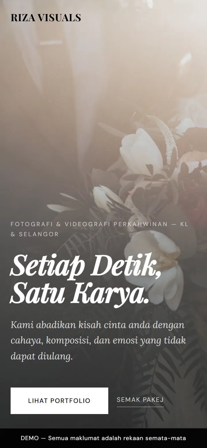 Tangkapan skrin laman RIZA VISUALS