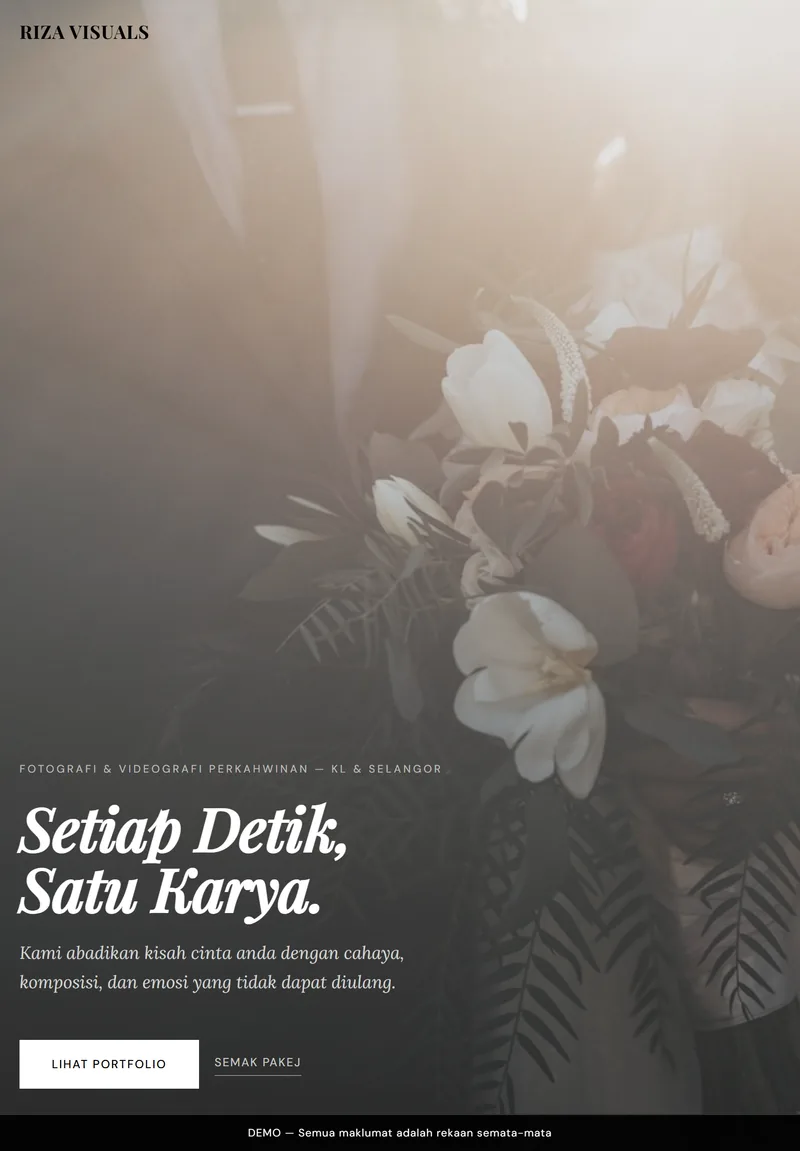 Paparan tablet laman RIZA VISUALS